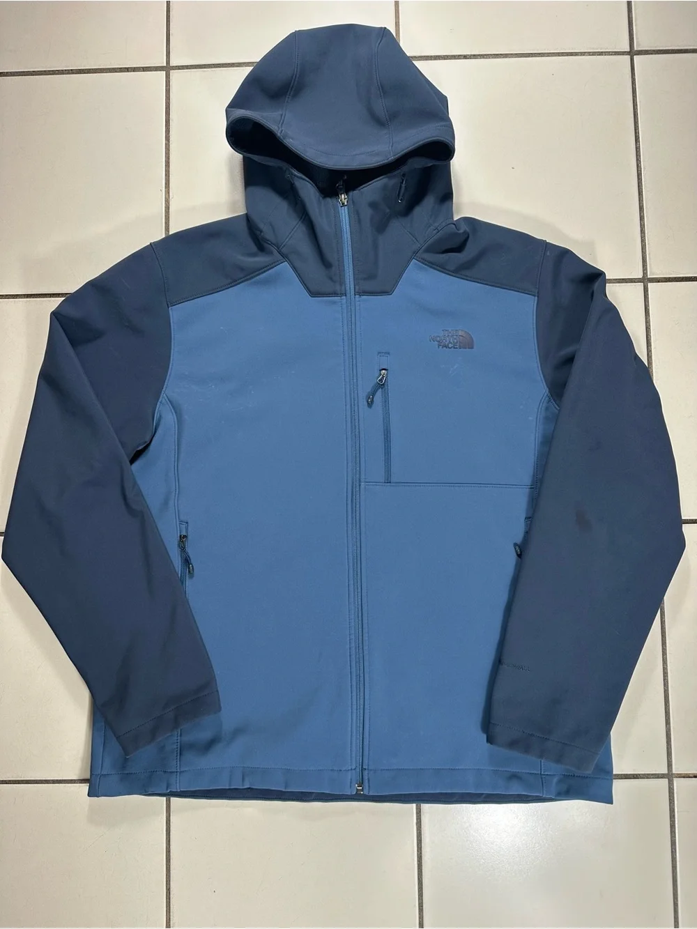 The North Face Men's Two-Tone Navy and Slate Blue Softshell Hoodie